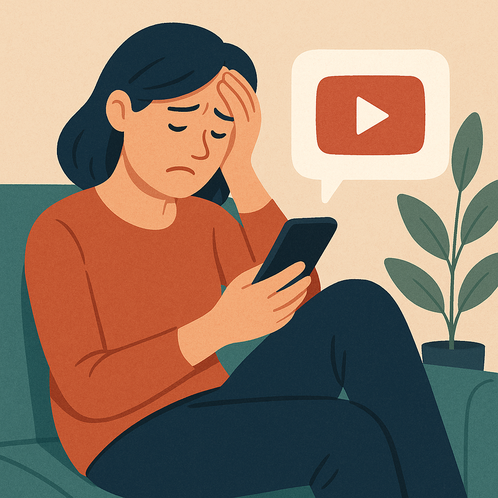 Pessoa frustrada assistindo vídeos longos no YouTube
